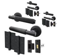 AFIT Black Knurled Door Handle Set Pack of 3 Internal Handles Latch Hinges | Size: 150mm x 150mm AFIT Black 150mm x 150mm