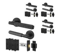 Afit Black Knurled Door Handle Set Pack Of 4 Internal Handles And 64mm Latch And 76mm Hinges Dixon Range