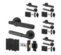 Afit Black Knurled Door Handle Set Pack Of 5 Internal Handles And 64mm Latch And 76mm Hinges Dixon Range