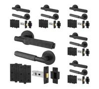 Afit Black Knurled Door Handle Set Pack Of 6 Internal Handles And 64mm Latch And 76mm Hinges Dixon Range