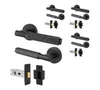 Afit Black Knurled Door Handles Set Pack Of 4 Internal Handles And 64mm Latch Dixon Range