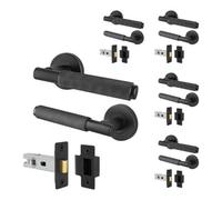 Afit Black Knurled Door Handles Set Pack Of 5 Internal Handles And 64mm Latch Dixon Range