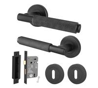 AFIT Black Knurled Sash Lock Door Handle Internal Handles Lock Dixon Range | Size: 150mm x 150mm AFIT Black 150mm x 150mm