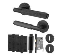 AFIT Black Knurled Sash Lock Door Handle Internal Handles Lock Hinges Dixon | Size: 150mm x 150mm AFIT Black 150mm x 150mm