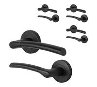 AFIT Black Round Rose Internal Door Handle Lever on Rose 4 Pairs | Size: 150mm x 150mm AFIT Black 150mm x 150mm