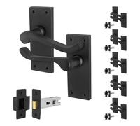 AFIT Black Scroll Door Handle & Latch Set 64mm 6 Pairs | Size: 150mm x 150mm AFIT Black 150mm x 150mm
