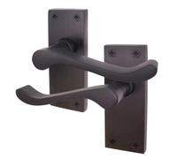 Afit Black Scroll Door Handles Latch, 1 Pair Of Internal Victorian Scroll Backplate Handles Matt Black