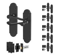Afit Black Scroll Door Handles Latch With Tubular Latch And Hinges Set Pack Of 6 Shaped Victorian Scroll Range