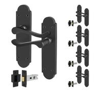 Afit Black Scroll Door Handles Latch With Tubular Latch Set Pack Of 5 Shaped Victorian Scroll Range