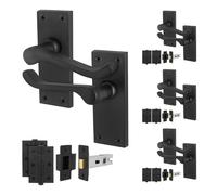 AFIT Black Scroll Handle Latch Hinges Set (64mm) 4 Pairs | Size: 150mm x 150mm AFIT Black 150mm x 150mm