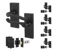 AFIT Black Scroll Handle Latch Hinges Set (64mm) 5 Pairs | Size: 150mm x 150mm AFIT Black 150mm x 150mm