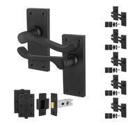 AFIT Black Scroll Handle Latch Hinges Set (64mm) 6 Pairs | Size: 150mm x 150mm AFIT Black 150mm x 150mm