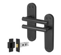 AFIT Black T-Bar Door Handle Latch Backplate Set 1 Pair | Size: 150mm x 150mm AFIT Black 150mm x 150mm