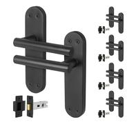 AFIT Black T-Bar Door Handle Latch Backplate Set 5 Pair | Size: 150mm x 150mm AFIT Black 150mm x 150mm