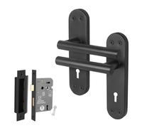 AFIT Black T-Bar Door Handle Sashlock Backplate Set 1 Pair | Size: 150mm x 150mm AFIT Black 150mm x 150mm
