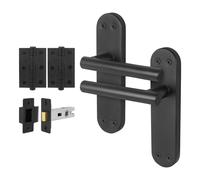 AFIT Black T-Bar Handle Latch Hinges Backplate Set 1 Pair | Size: 150mm x 150mm AFIT Black 150mm x 150mm