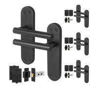 AFIT Black T-Bar Handle Latch Hinges Backplate Set 4 Pair | Size: 150mm x 150mm AFIT Black 150mm x 150mm