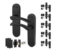 AFIT Black T-Bar Handle Latch Hinges Backplate Set 6 Pair | Size: 150mm x 150mm AFIT Black 150mm x 150mm