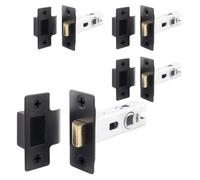 Afit Black Tubular Door Latch For Internal Doors - 64mm Case 44mm Backset - Pack 4 Matt Black Tubular Mortice Latches
