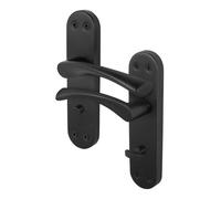 AFIT Black Twist Bathroom Handle Novi Backplate Privacy 1 Pair | Size: 150mm x 150mm AFIT Black 150mm x 150mm
