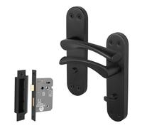 AFIT Black Twist Bathroom Handle WC Lock Novi Backplate 1 Pair | Size: 150mm x 150mm AFIT Black 150mm x 150mm