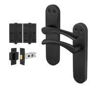 AFIT Black Twist Handle Latch Hinges Set Novi Backplate | Size: 150mm x 150mm AFIT Black 150mm x 150mm