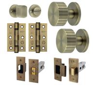 Afit Brass Bathroom Door Knob Set 60mm Knobset Includess 76mm Latch 76mm Wc Bolt 76mm Hinges Notar Premium Range Antique Brass