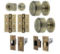 Afit Brass Bathroom Door Knob Set 60mm Knobset Includess 76mm Latch 76mm Wc Bolt 76mm Hinges Taman Premium Range Antique Brass