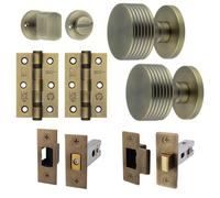 Afit Brass Bathroom Door Knob Set 60mm Knobset Includess 76mm Latch 76mm Wc Bolt 76mm Hinges Tibet Premium Range Antique Brass