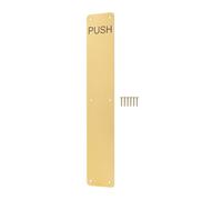 Afit Brass Door Finger Plate, 425 X 75mm Engraved Push With Radius Corners Polished Brass