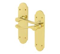 AFIT Brass Door Handles Latch, 1 Pair Polished Brass Backplate Handles in Gold | Size: 150mm x 150mm AFIT Gold 150mm x 150mm
