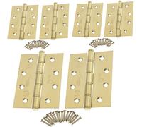 Afit Brass Door Hinges 4 Inch 3 Pair Pack Washered Stainless Steel Pvd Brass Finish - 102 X 76 X 2.0mm Pair