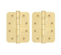 Afit Brass Door Hinges 4" Pvd Stainless Steel Grade 13 102X76X3mm Radius Pvd Brass Pair Including Screws