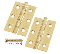 Afit Brass Door Hinges Grade 7 Stainless Washered Pvd Polished Finish 76X51X2mm Pair Inc Screws