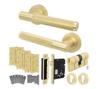AFIT Brass Fire Door Handle Euro Lock Double Cylinder Set Locks Hinges in Gold | Size: 150mm x 150mm AFIT Gold 150mm x 150mm