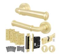 AFIT Brass Fire Door Handle Euro Lock Thumbturn Cylinder Set Locks Hinges in Gold | Size: 150mm x 150mm AFIT Gold 150mm x 150mm