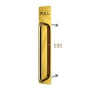 Afit Brass Pull Handle On Plate Engraved Pull 425 X 75mm Polished Brass