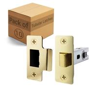 Afit Brass Tubular Door Latch For Internal Doors - 3 Inch / 76mm - Pack Of 10 Polished Brass Tubular Mortice Latches