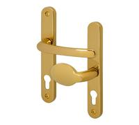 Afit Brass Upvc Door Handles, Lever Pad Front Door Handle, 92mm, 62 Pz Centres, 212mm Screw To Screw, 245X34mm Backplate