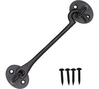EAI Cabin Hook and Eye Latch - 200mm/8 Inch Black Gate & Door Catch & Fixings for Wooden Gates, Doors & Sheds - 1 Pack