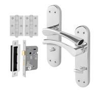Afit Chrome Bathroom Door Handle Set, 1 Pair Polished Chrome Internal Twist Handles, Hinges 76mm Lock 80mm - Novi