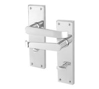 Afit Chrome Bathroom Door Handles, 1 Pair Of Internal Victorian Straight Pattern Polished Chrome On Backplate Handles