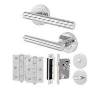 Afit Chrome Bathroom Door Handles Round Rose With Turn Release And Wc Lock And Hinges T-Bar 1 Pair Olvera Range