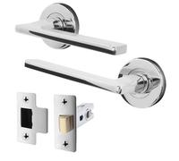 Afit Chrome Door Handle And Latch Set, Polished Chrome Internal Door Handle With 64mm Latch, Eden 1 Pack