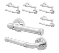 Afit Chrome Door Handle, Polished Chrome Internal Lever On Rose Door Handle, Sinta 5 Pairs