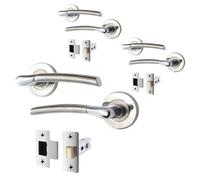 AFIT Chrome Door Handle, Satin Nickel Feature Lever For Doors, Latch 3 Pack in Silver | Size: 150mm x 150mm AFIT Silver 150mm x 150mm