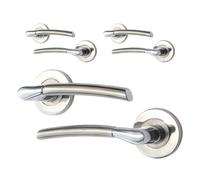 AFIT Chrome Door Handle, Satin Nickel Feature Lever For Doors Pack of 3 in Silver | Size: 150mm x 150mm AFIT Silver 150mm x 150mm