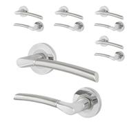 Afit Chrome Door Handle With Satin Nickel Feature Lever For Internal Doors Pack 5 Boston Range