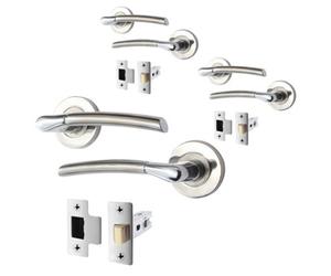 Afit Chrome Door Handle With Satin Nickel Feature Lever For Internal Doors With 64mm Latch Boston Range Pack Of 3