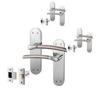 Afit Chrome Door Handle With Satin Nickel Feature Lever Pack 3 Internal Doors Handles With Latch Boston Backplate Range